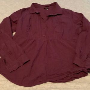 Torrid purple cotton babydoll shirt with tuxedo front Size 2